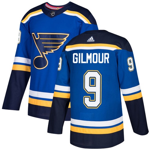 Adidas Blues #9 Doug Gilmour Blue Home Authentic Stitched NHL Jersey - Click Image to Close